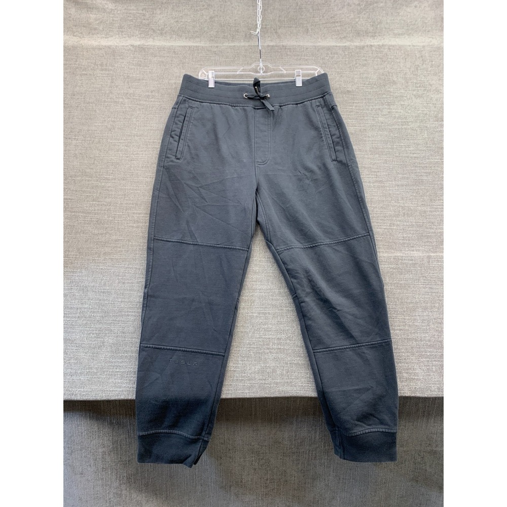 Tesla Sweatpants Mens‎ Large Gray Fleece Lined Tapered Leg Drawstring Athletic